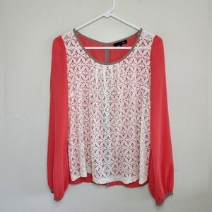 Women's Ryu Orange Lace Front Top Sz Large